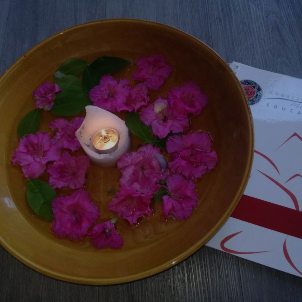 Bowl Of Flowers And Candle
